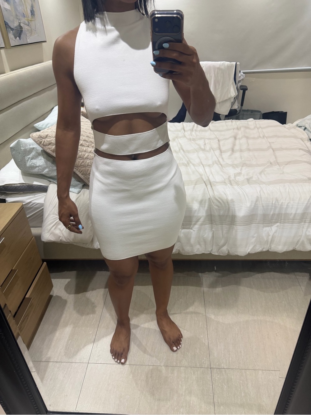 Zara White Sleeveless Bodycon Mini Dress
